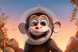 Monkeying around An animated little monkey in a cartoon adventure photo