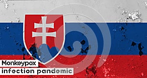 Monkeypox in Slovakia, Slovakia Flag with bacteria and cracks, Monkeypox infection pandemic. Monkeypox is a rare disease that is