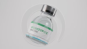 Monkeypox vaccine bottled medicine floating on  background. photo