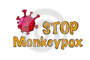 Monkeypox virus banner cartoon style vector photo