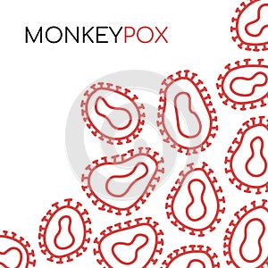 Monkeypox virus banner. Monkeypox outbreak pandemic design with microscopic cells view background. Linear abstract photo