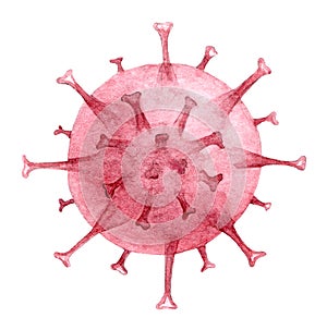 Monkeypox virus cell. Orthopoxvirus fever stockpile watercolor illustration. photo
