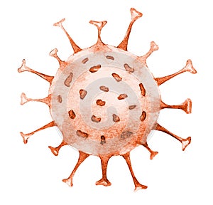 Monkeypox virus cell. Orthopoxvirus fever stockpile watercolor illustration. photo