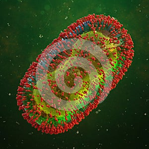 Monkeypox virus, contagious pathogen closeup 3d microbiology illustration