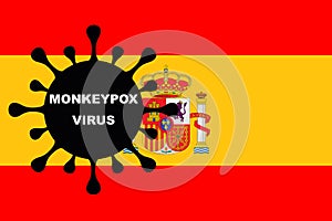 MONKEYPOX VIRUS. Flag of Spain. Monkeypox Spain. Zoonotic viral disease that can infect non-human primates, rodents