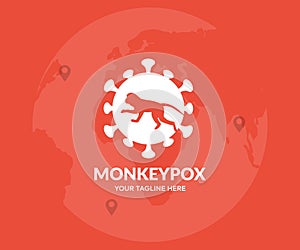 Monkeypox virus, infectious zoonotic disease logo design. Pandemic, global virus concept vector design and illustration.