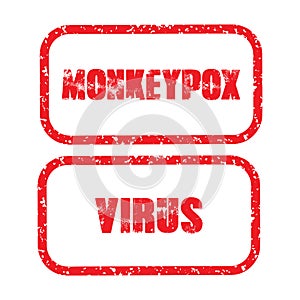 Monkeypox virus. Text Monkeypox and Virus. Vector file photo