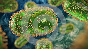 Monkeypox viruses, pathogen closeup, infectious zoonotic disease