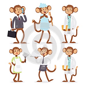 Monkeys rare animal vector cartoon macaque like people nature primate character wild zoo ape chimpanzee illustration.