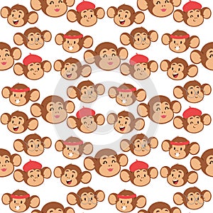 Monkeys rare animal vector cartoon macaque like people nature primate character wild zoo ape chimpanzee seamless pattern