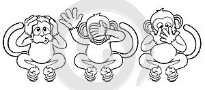 Monkeys See Hear Speak No Evil Cartoon Characters