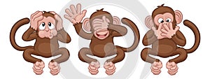 Monkeys See Hear Speak No Evil Cartoon Characters photo