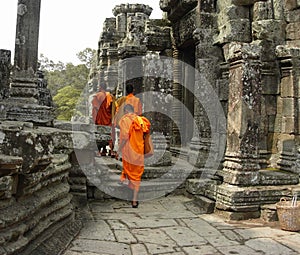 Monks at The Bayon Temple