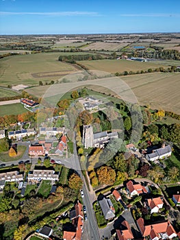 Monks Eleigh Church hill aerial view