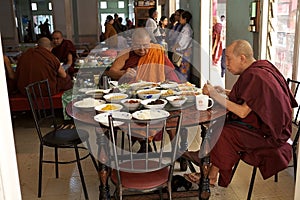 Monks at the Mahagandayon Monastery in Amarapura Myanmar