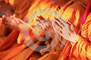 Monks Praying religious rituals in thai ceremony