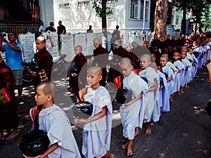 Monks Prepare to Eat Lunch