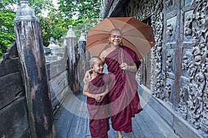 Monks at Shwenandaw Monastery in Mandalay , Myanmar