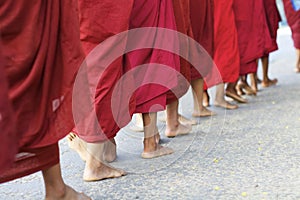 Monks Walking Myanmar Burma