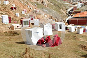 Monks at Yarchen Gar in Sichuan, China