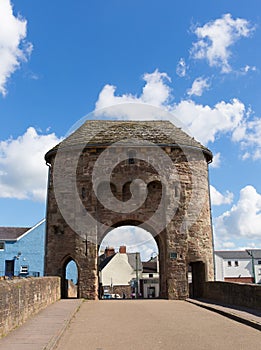 Monmouth bridge Wales uk historic tourist attraction Wye Valley