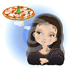 Monna Lisa is dreaming of a pizza photo