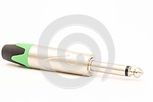 Mono guitar cable connectors 1 4 isolated above white background