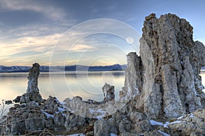 Mono Lake and the rising moon