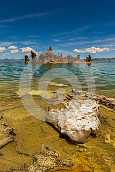 Mono Lake, rock formations and vegetation, California, USA