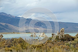 Mono Lake with tufa formations in bizarre forms USA