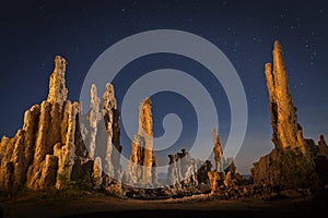 Mono Lake Tufa Formations at Night