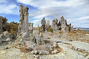 Mono Lake Tufa State Natural Reserve, California. Spectacular panoramic view of tufa rocks