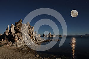 Mono Lake Tufas With the Moon