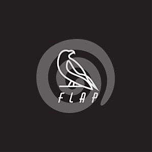Mono line eagle logo design template in black background