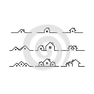 Mono line real estate house logo icon design template