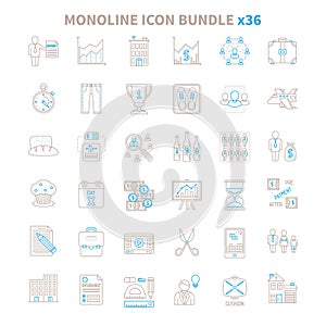 Mono line vector icon bundle 36 items