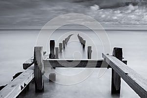 MOno Seascape, Norfolk coastline sea defences, England, uk