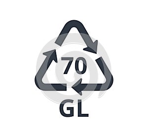 Monochromatic 70 GL icon for clear glass. Concept of ecology and packaging.