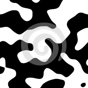 Monochromatic camouflage seamless pattern. Black and white cowhide tiling