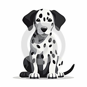 Monochromatic Cartoon Dalmatian Puppy Illustration On White Background