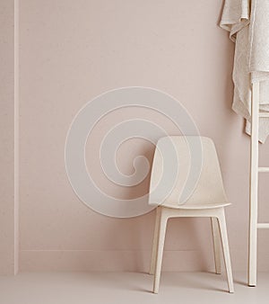Monochromatic girls room in pastel pink colors photo