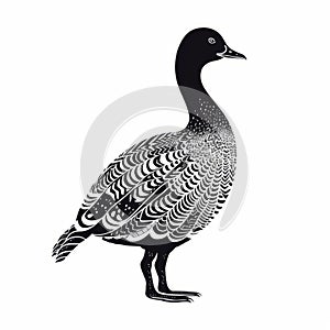 Monochromatic Goose Illustration: A Bold Stencil Design Inspired By Alma Woodsey Thomas And Dan Hillier