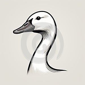 Monochromatic Goose Portrait On Light Background