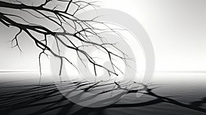 Monochromatic Graphic Design: Surreal Desert With Haunting Tree Branches