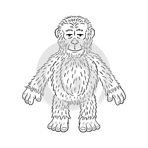 Monochromatic illustration of a  funny cartoon  yeti photo