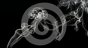 Abstract white smoke forms flowing surreal patterns