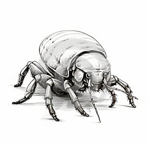 Monochromatic Ink Wash Vector Drawing Of A Tephritid Beetle