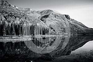 Monochromatic mountain reflection