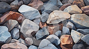 Monochromatic Oil Painting Of Grouped Rocks: Hyper-realistic Details By Patrick Brown