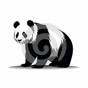 Monochromatic Panda Bear Silhouette On White Background